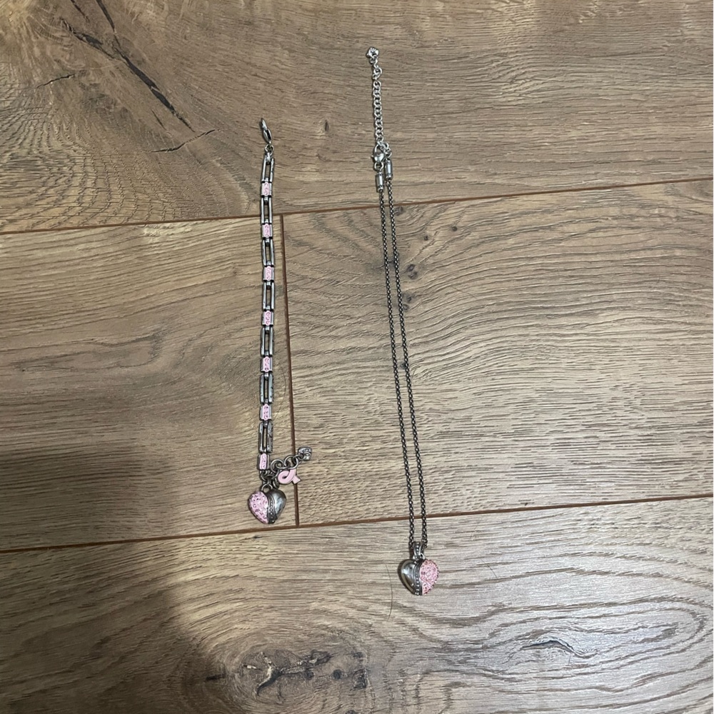 Brighton Pink and Silver Heart Jewelry Set